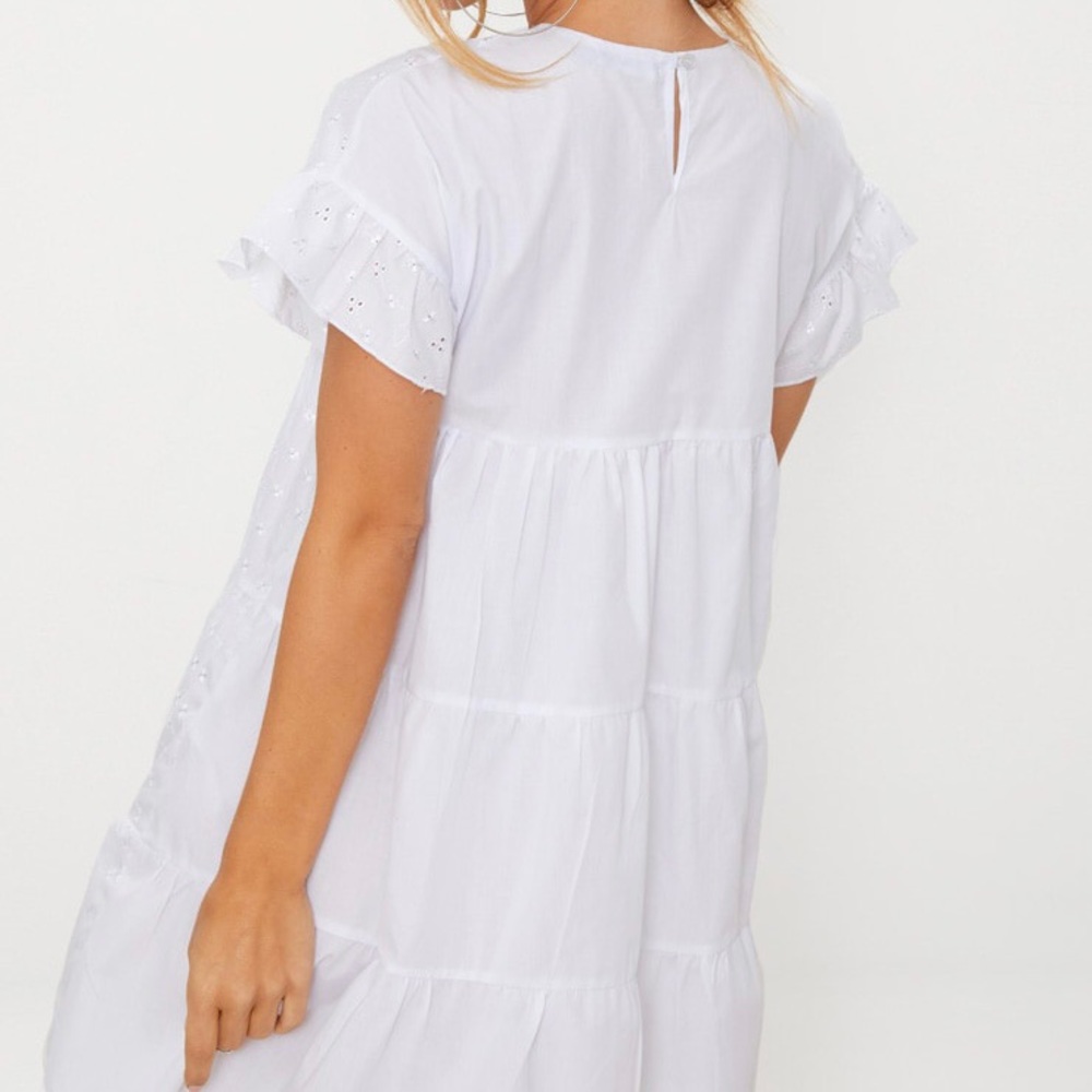 PRETTY LITTLE THING White Broderie Anglaise Smock Dress - Picture 3 of 12